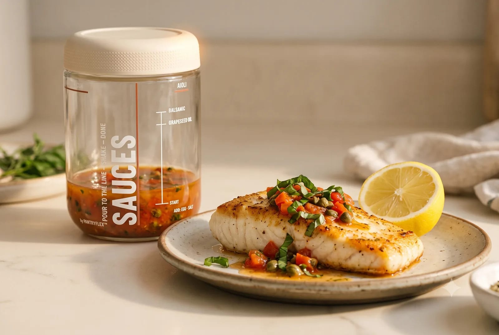 Fish finished with a PantryFlex jar sauce